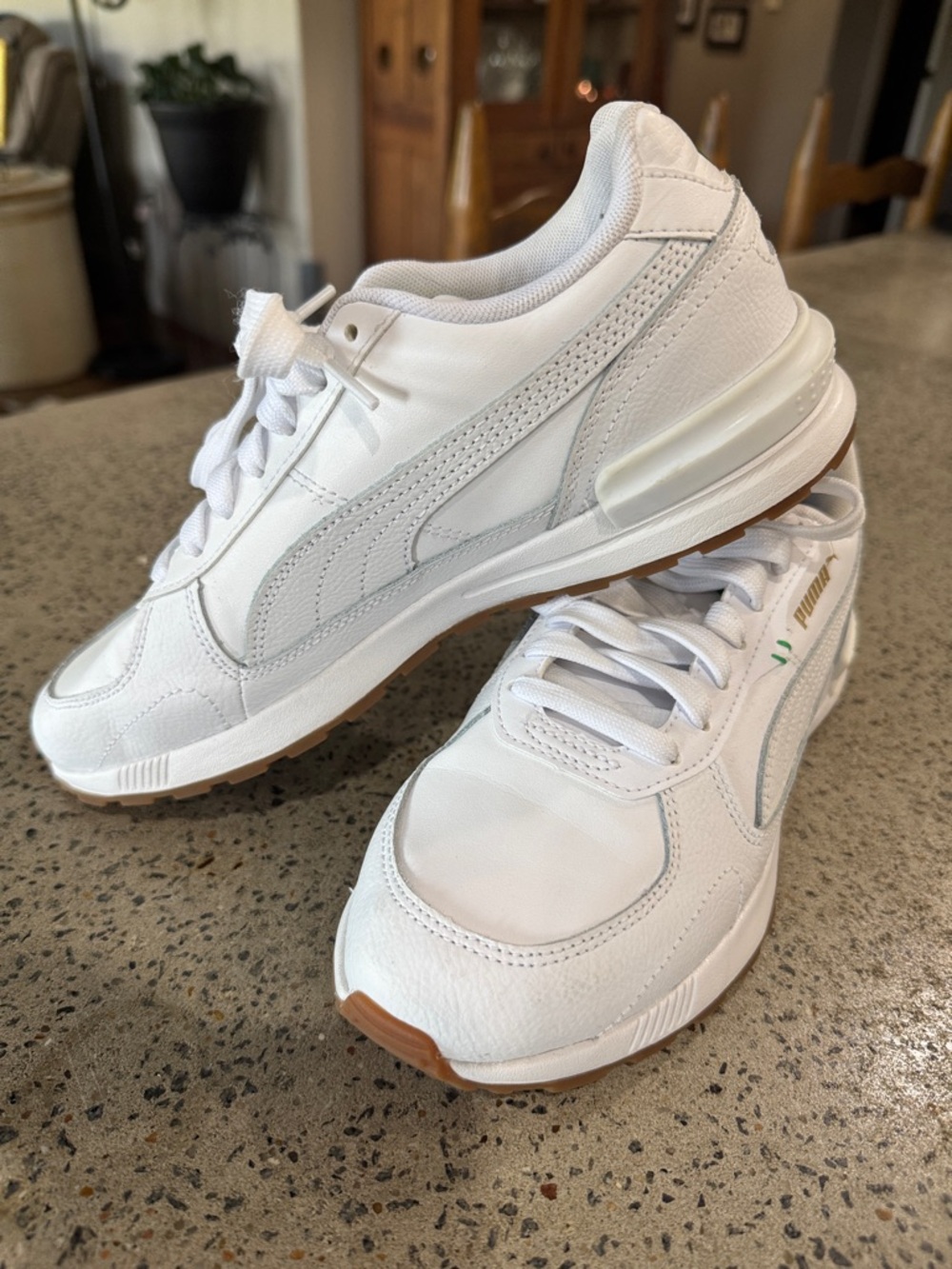 Puma White Sneakers with Green Logo Accents - Picture 4 of 6